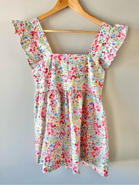 Lovely Melody Floral Ruffle-Sleeve Baby Doll Tank Women's Size Small - Festival